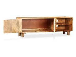 Móvel De Tv| Armário TV madeira de mangueira maciça 118x35x40 cm PT995523 Castanho