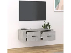 Armário TV suspenso 80x36x25 cm derivados madeira cinza cimento PT630882^ Móvel De Tv