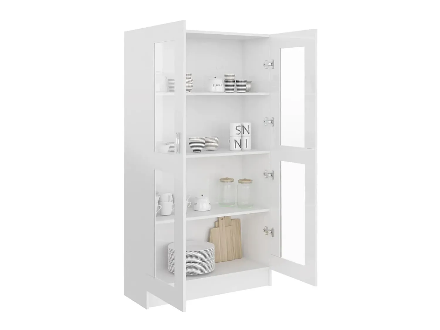 Vitrina* Armário vitrine derivados de madeira brilhante PT307614 Branco