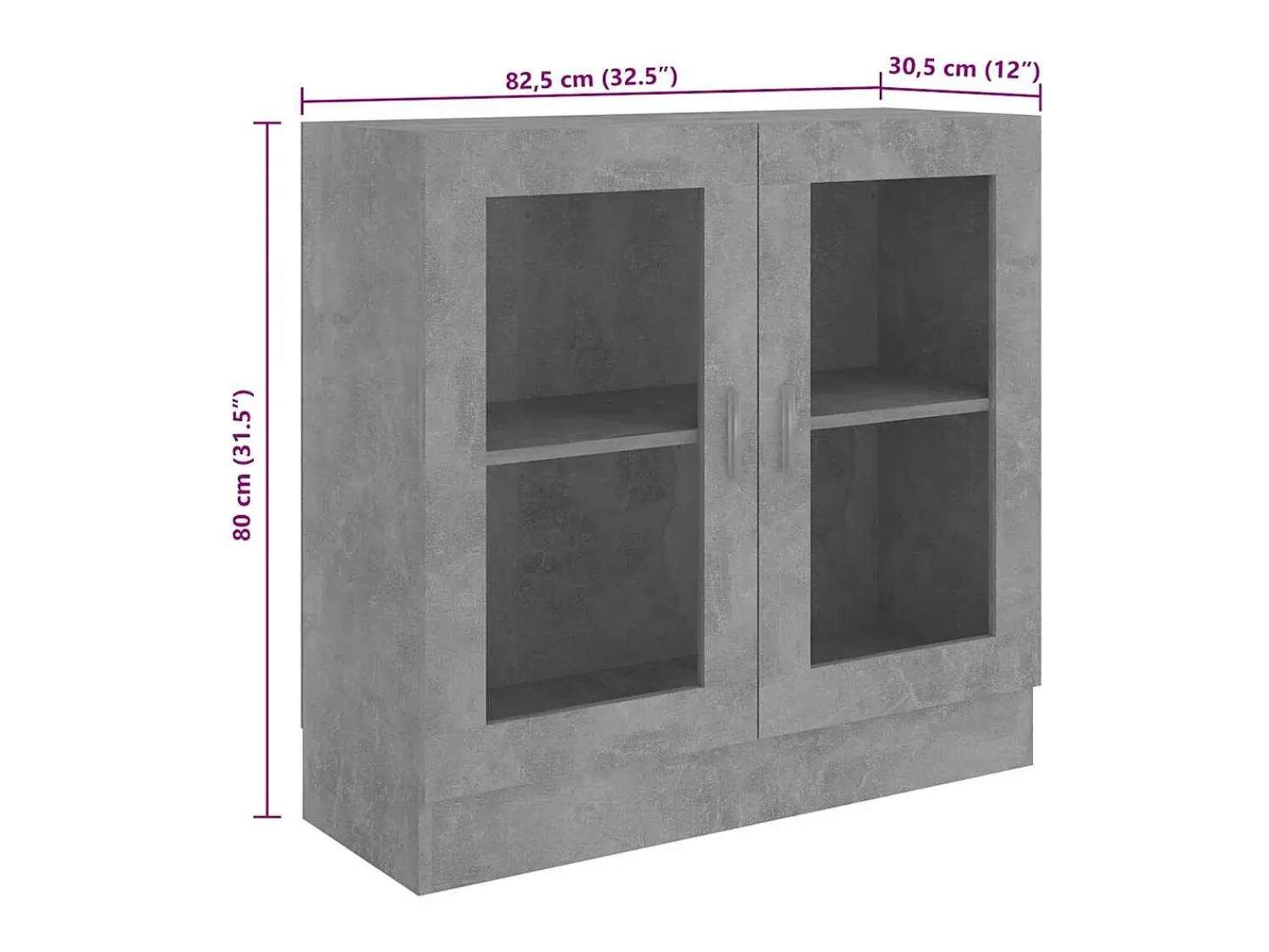 Vitrina*vidaxl Armário vitrine derivados de madeira cinza cimento Cinzento