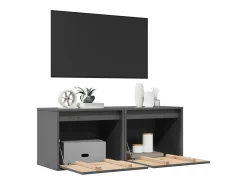 vidaxl Armários de parede 2 pcs 45x30x35 cm pinho maciço cinza^ Prateleira