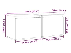 Prateleira|vidaxl Armários de parede 2 pcs 45x30x35 cm madeira de pinho maciça Castanho
