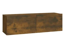 Online Armários de parede p/ TV 4 pcs 100x30x30 cm carvalho fumado PT124198 Castanho