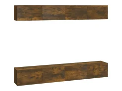 Móvel De Tv|vidaxl Armários de parede p/ TV 4 pcs 100x30x30 cm carvalho fumado Castanho