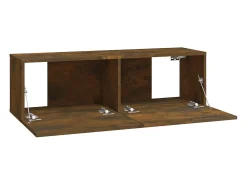 Móvel De Tv|vidaxl Armários de parede p/ TV 4 pcs 100x30x30 cm carvalho fumado Castanho