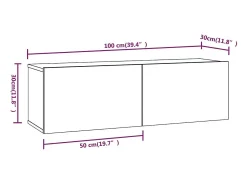Móvel De Tv|vidaxl Armários de parede p/ TV 4 pcs 100x30x30 cm carvalho fumado Castanho