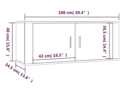 Helloshop26 Armários de TV multimídia de parede prateleira de TV aparador de TV sala de jantar sala de estar quarto 3 peças sonoma 100 x 345 x 40 cm cinza 02_0029049^ Móvel De Tv