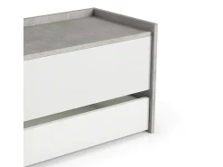 Móvel De Arrumação|Sapateira*Dmora Baú Dgaiard, Móvel de entrada moderno com sapateira, Baú com dois contêineres, 100% Fabricado na Itália, 90x40h46 cm, e Cimento Branco