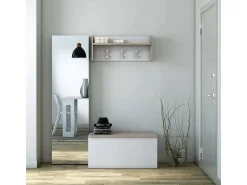 Acessórios De Arrumação*Dmora Baú Ditalen, grande caixa de armazenamento multiuso, baú moderno, 100% fabricado na Itália, 90x45h45 cm, e carvalho Branco