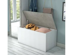 Acessórios De Arrumação|Dmora Baú Miltonia, Grande caixa de arrumação multiuso, Baú moderno, 100% Fabricado na Itália, 90x45h45 cm, e Cimento Branco
