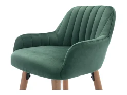 New Vente-unique Banco alto em veludo e metal efeito madeira de faia verde-escuro - ELEANA Verde esmeralda