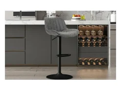 Discount Meublorama Banco de bar estilo vintage na cor cinza. Coleção ZENA Cinzento