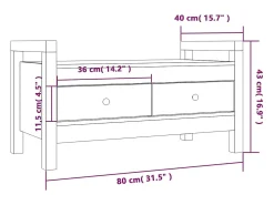 Móvel De Arrumação|Sapateira*vidaxl Banco de corredor 80x40x43 cm madeira de pinho maciça Cinzento