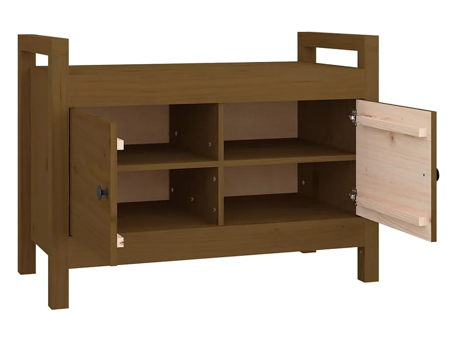 Móvel De Arrumação|Sapateira* Banco de corredor 80x40x60 cm pinho maciço mel PT380584 Castanho