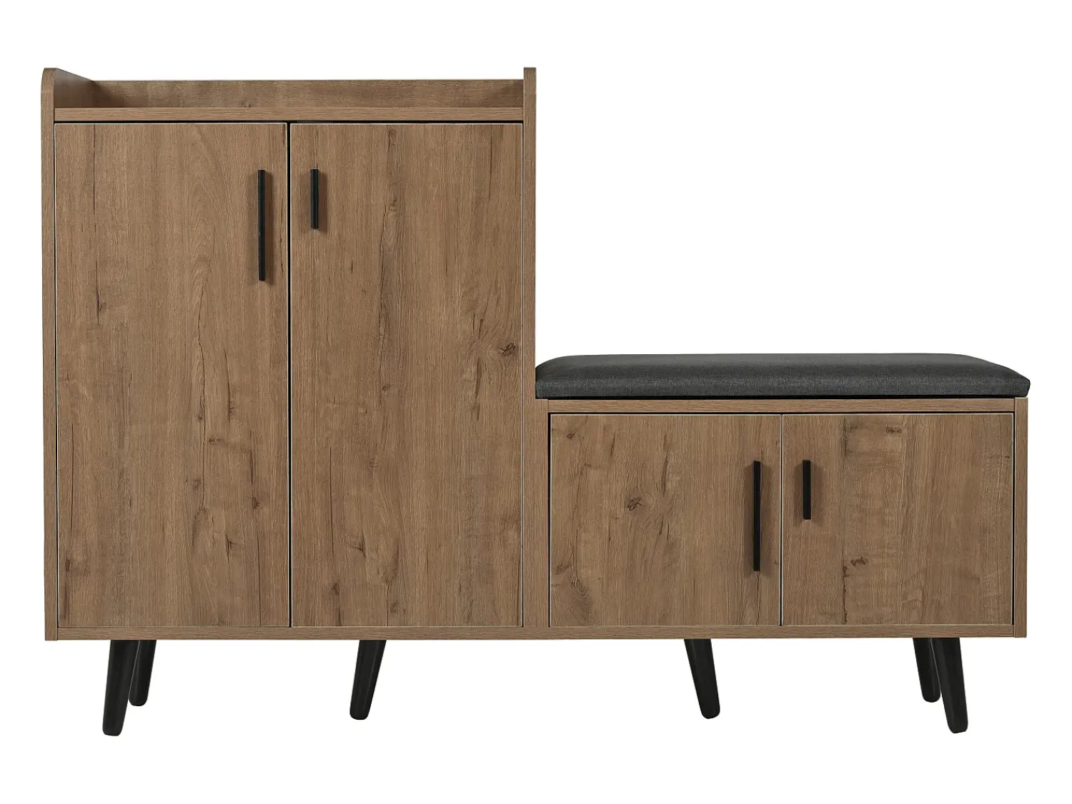 Móvel De Arrumação|Sapateira|Merax Banco de sapatos moderno com 4 portas e almofada - pernas e puxadores de metal - cor natural - 120 x 34 x 82 cm Natural claro