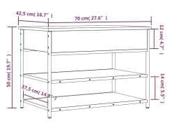 New vidaxl Banco sapateira 70x42,5x50 cm derivados madeira sonoma Cinzento
