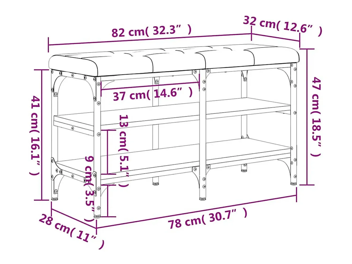 Clearance vidaxl Banco sapateira 82x32x47 cm derivados madeira carvalho fumado Natural claro