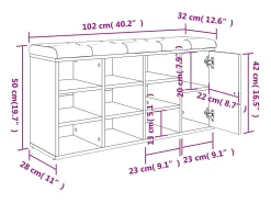 Móvel De Arrumação|Sapateira|vidaxl Banco sapateira 102x32x50 cm derivados madeira carvalho fumado Natural claro