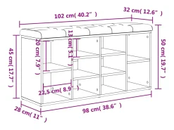 vidaxl Banco sapateira 102x32x50 cm derivados de madeira^ Móvel De Arrumação|Sapateira