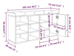 vidaxl Banco sapateira 102x32x50 cm derivados madeira carvalho sonoma^ Móvel De Arrumação|Sapateira