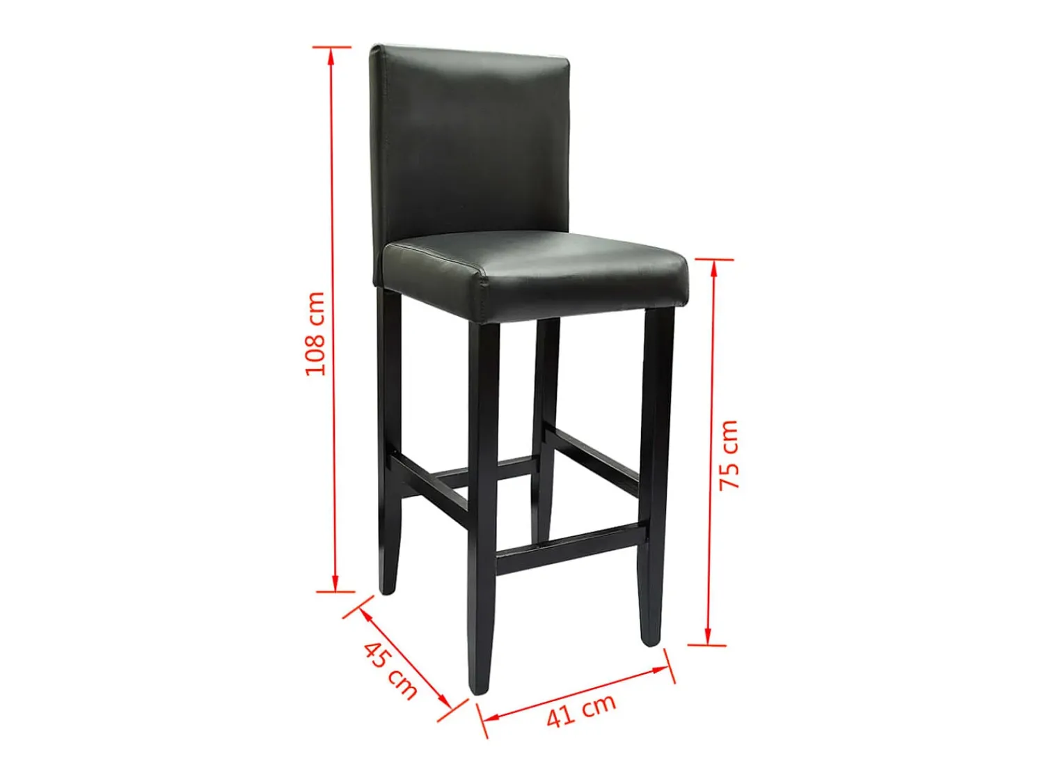 Best vidaxl Bancos de bar 2 pcs couro artificial Preto
