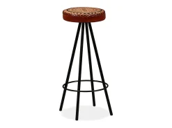 Hot vidaxl Bancos de bar 2 pcs couro genuíno Castanho