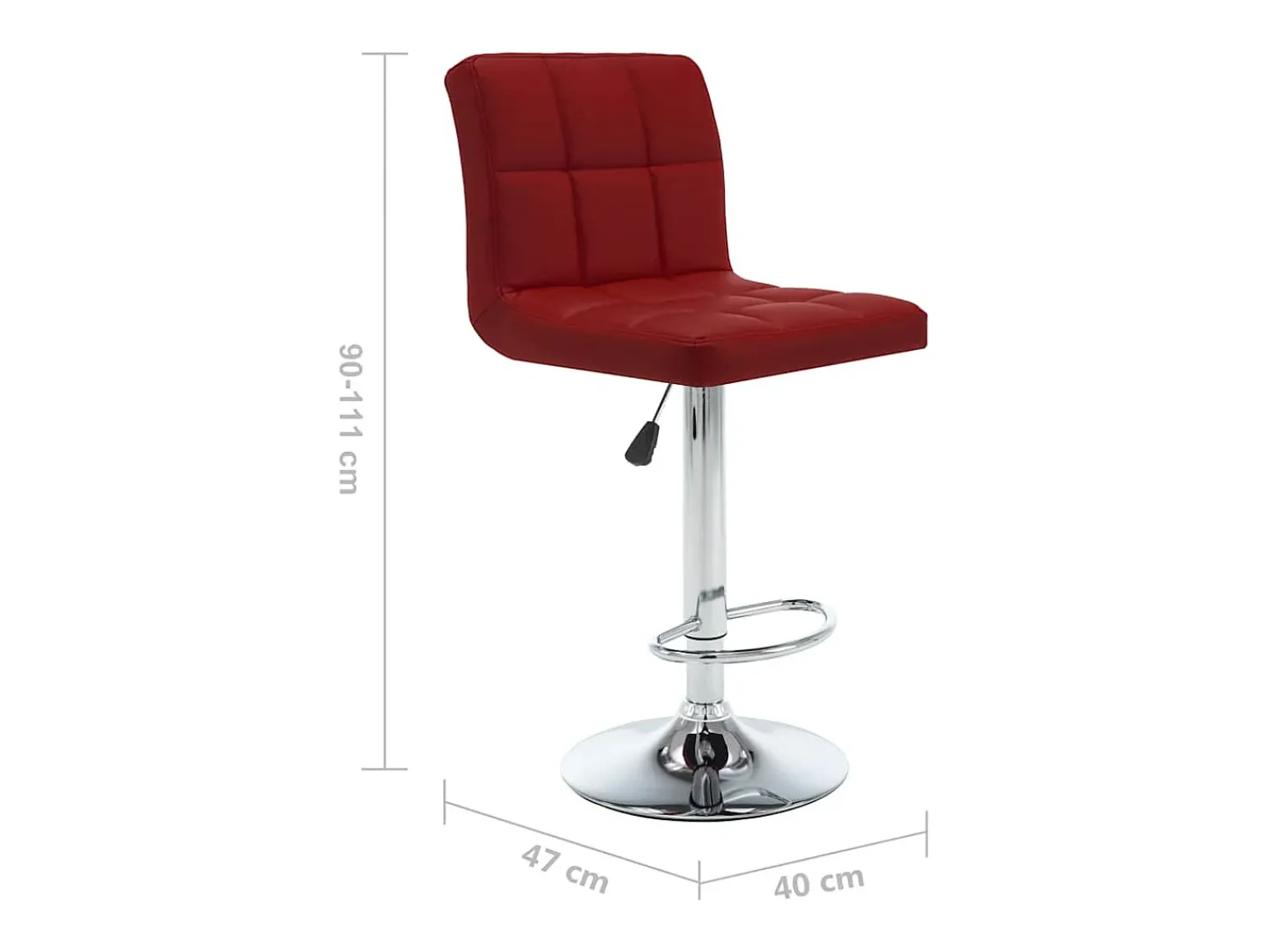 Banco*vidaxl Bancos de bar 2 pcs couro artificial tinto Vermelho