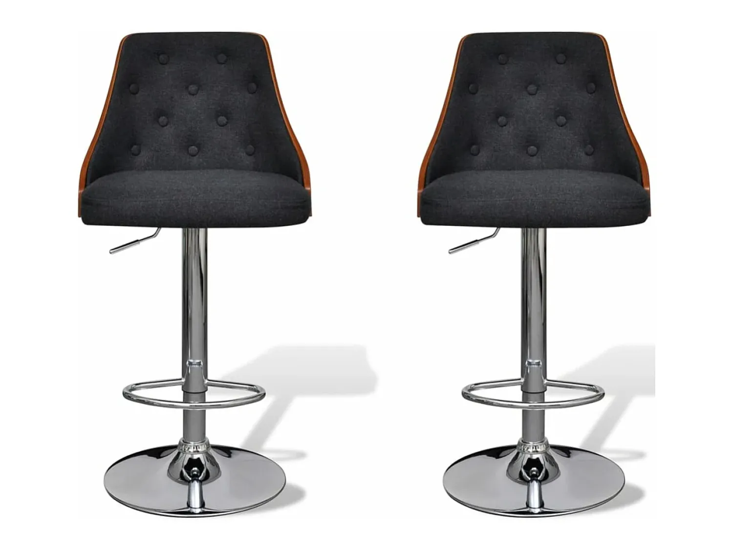 Clearance vidaxl Bancos de bar 2 pcs madeira curvada e tecido Cinzento