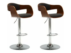 vidaxl Bancos de bar 2 pcs madeira curvada e tecido^ Banco