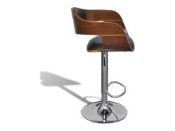vidaxl Bancos de bar 2 pcs madeira curvada e couro artificial^ Banco