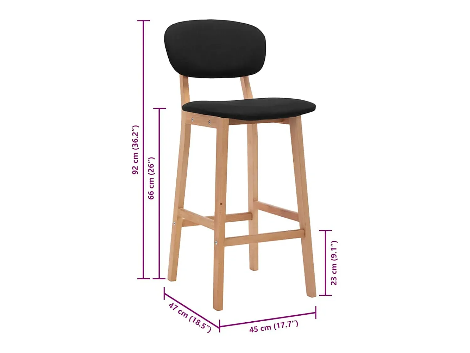 Banco|vidaxl Bancos de bar 2 pcs tecido Preto