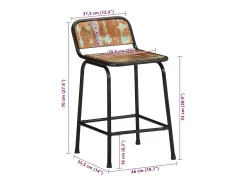 Sale vidaxl Bancos de bar 2 pcs 46x35,5x70 cm Madeira Maciça Recuperada Natural claro