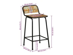 Banco|vidaxl Bancos de bar 2 pcs 46x35,5x80 cm Madeira Maciça Recuperada Natural claro