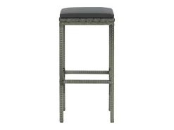 Best vidaxl Bancos de bar com almofadões 6 pcs vime PE Cinzento