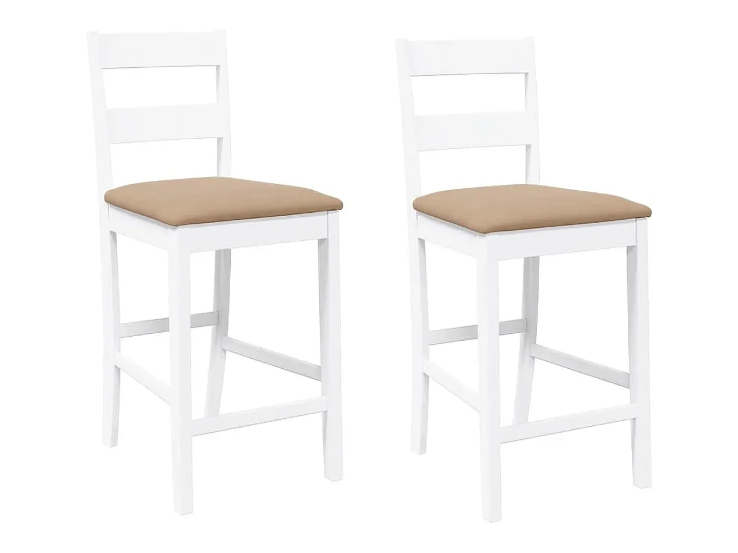 Banco|vidaxl Bancos de bar com almofadões 2pcs madeira de seringueira maciça Branco
