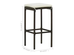 vidaxl Bancos de bar com almofadões 4 pcs vime PE^ Banco