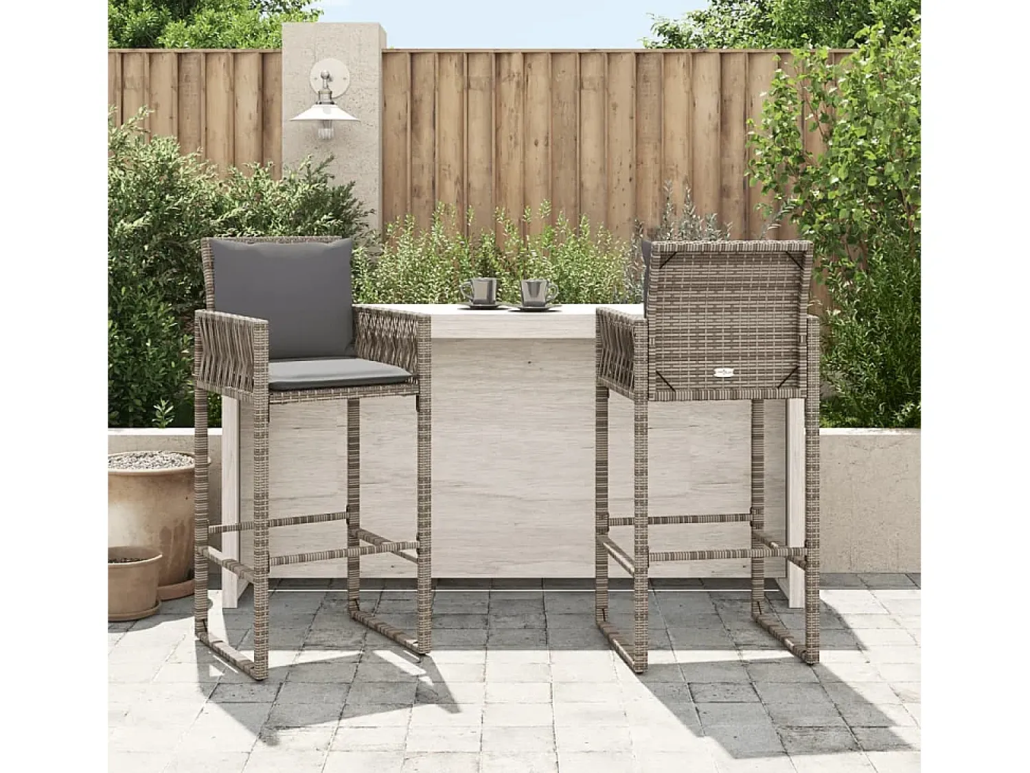 Banco| Bancos de bar para jardim 2 pcs vime PE PT872691 Cinzento