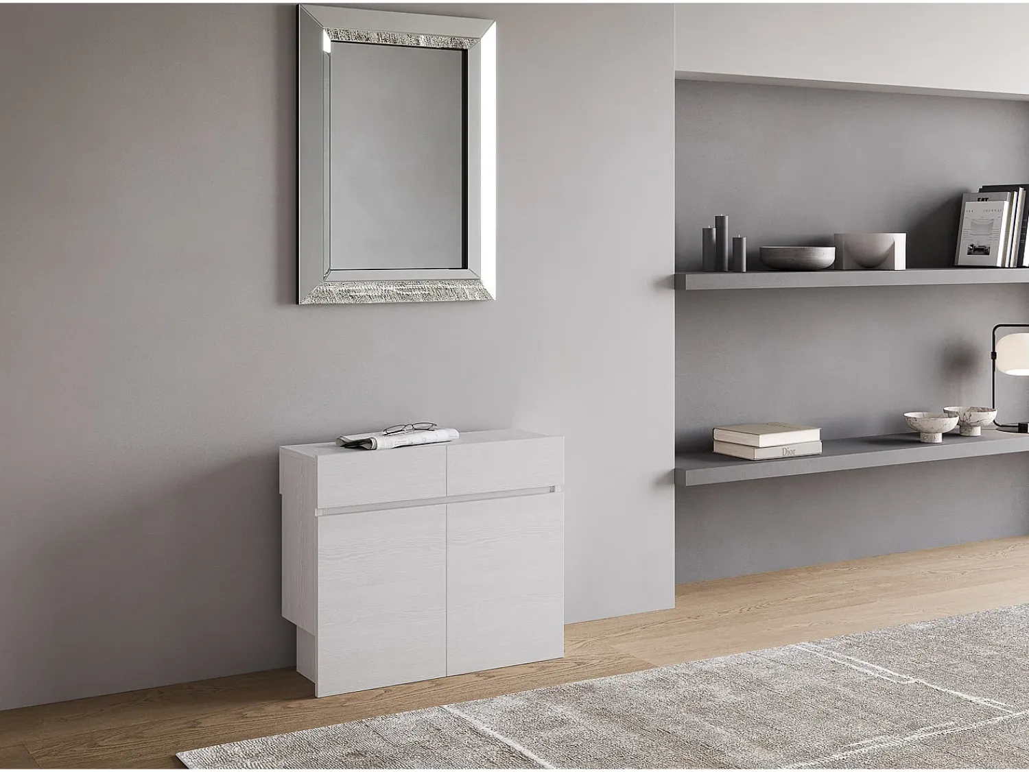 Hot ITAMOBY Bancos inferior e superiorextensíveis 26x72/300 cm Evolve Cinza Branca extensões internas Branco