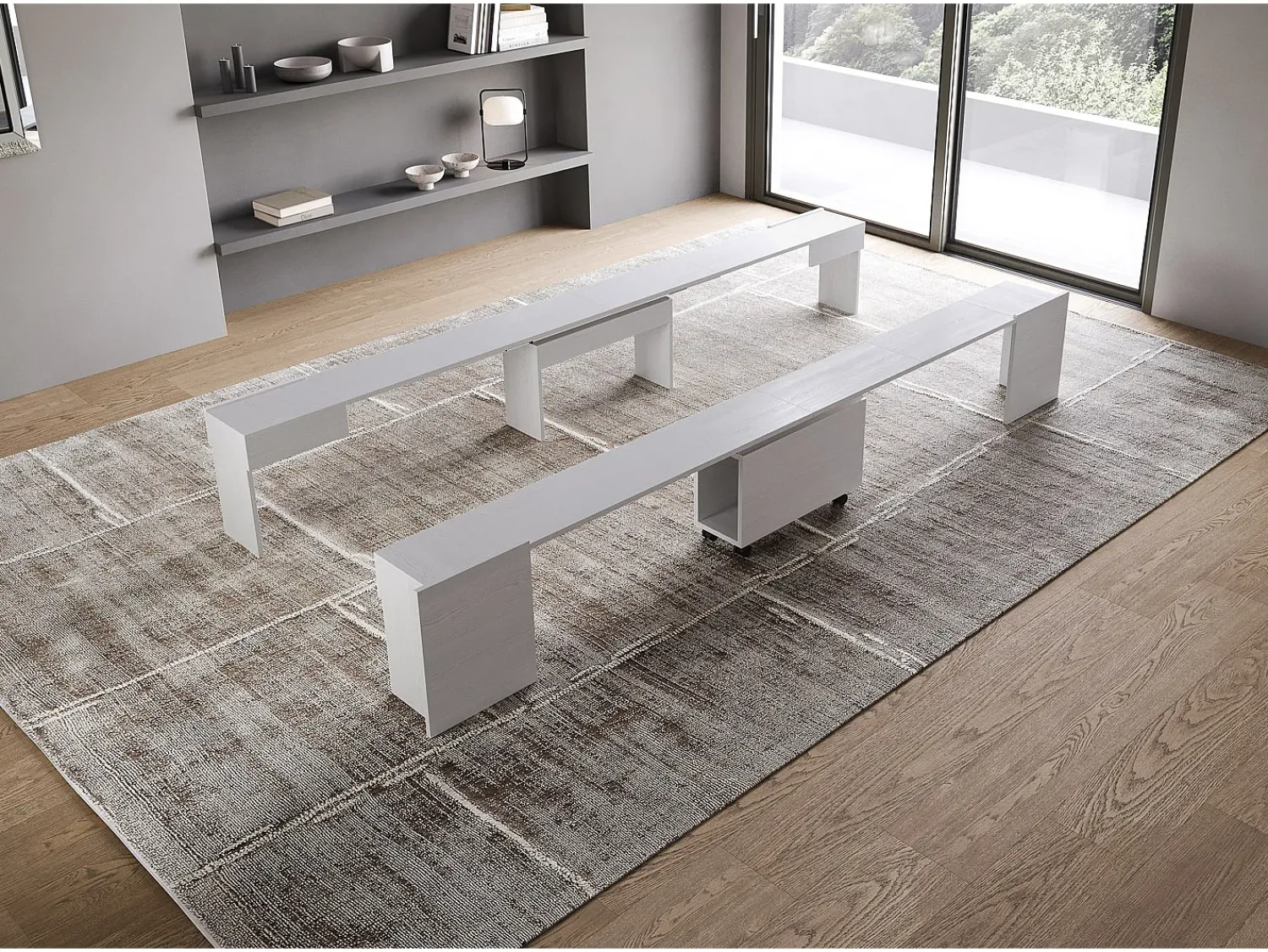 Hot ITAMOBY Bancos inferior e superiorextensíveis 26x72/300 cm Evolve Cinza Branca extensões internas Branco