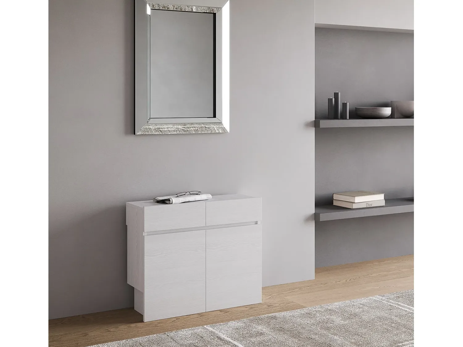 Hot ITAMOBY Bancos inferior e superiorextensíveis 26x72/300 cm Evolve Cinza Branca extensões internas Branco