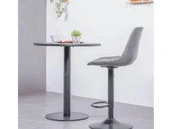 Nest Dream Banqueta ajustável com encosto estofado em couro sintético - Brandon - Cinza^ Banco