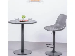 Nest Dream Banqueta ajustável com encosto estofado em couro sintético - Brandon - Cinza^ Banco