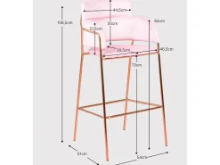 Banco*Nest Dream Banqueta de design estofada em veludo e pernas douradas - Cruiser - Rosa