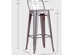 Banco|Nest Dream Banqueta industrial de metal com encosto baixo (76cm) - Bistro - Branco