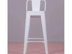 Banco|Nest Dream Banqueta industrial de metal com encosto baixo (76cm) - Bistro - Branco