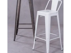 Banco|Nest Dream Banqueta industrial de metal com encosto baixo (76cm) - Bistro - Branco