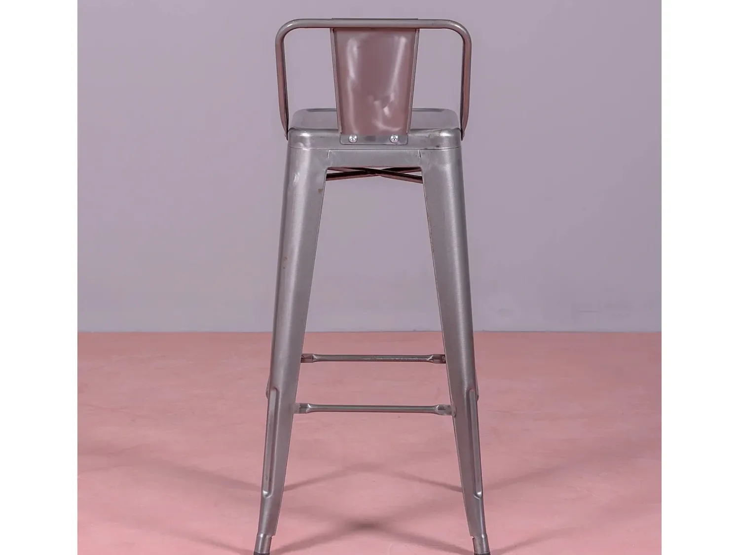 Nest Dream Banqueta industrial em aço metalizado com encosto baixo (76cm) - Bistro - Metal^ Banco
