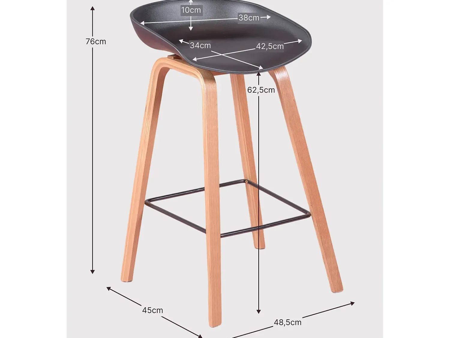 Banco*Nest Dream Banqueta nórdica com pernas em faia (63cm) - Daxer - Branco