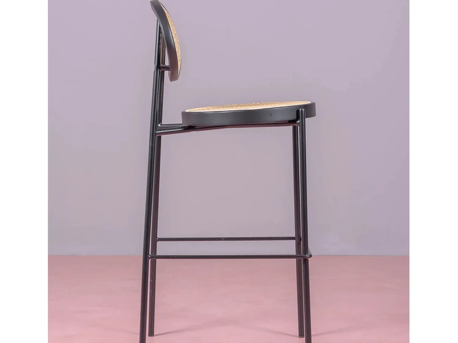 Banco*Nest Dream Banqueta vintage com design clássico em rattan natural - North - Preto