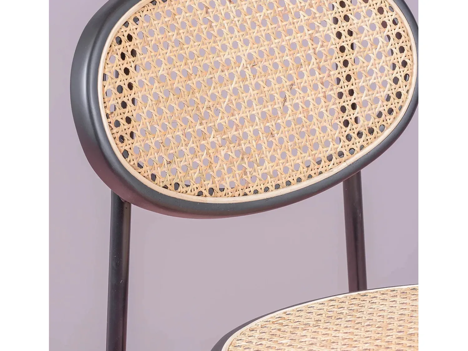 Banco*Nest Dream Banqueta vintage com design clássico em rattan natural - North - Preto